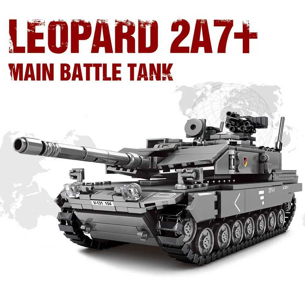 Military WW2 MBT Army Main Battle Tank Challenger Leopard 2A7+ Soldiers Figures Building Blocks Set For Kids Children Toys Gifts Y240731
