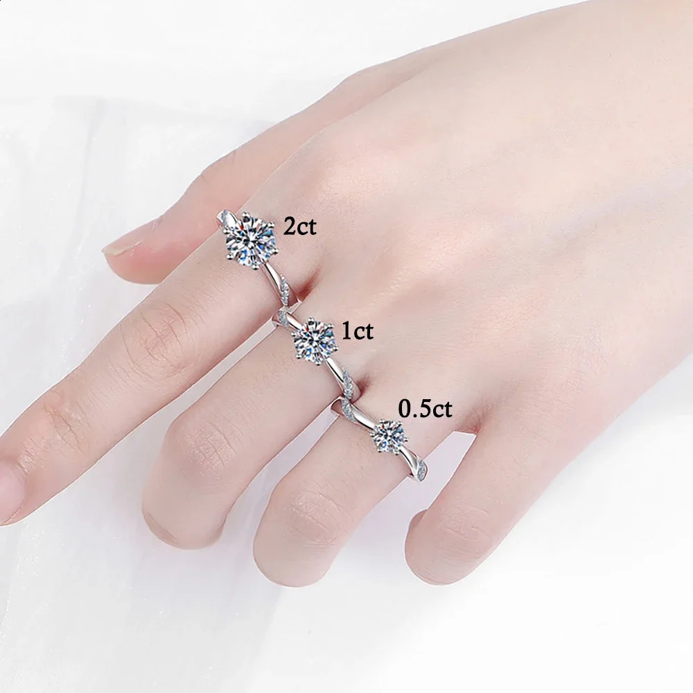 GRA Certified 0.5-3CT Ring for Women D Color VVS1 Lab Diamond Solitaire Rings Engagement Promise Wedding Band Jewelry 240713