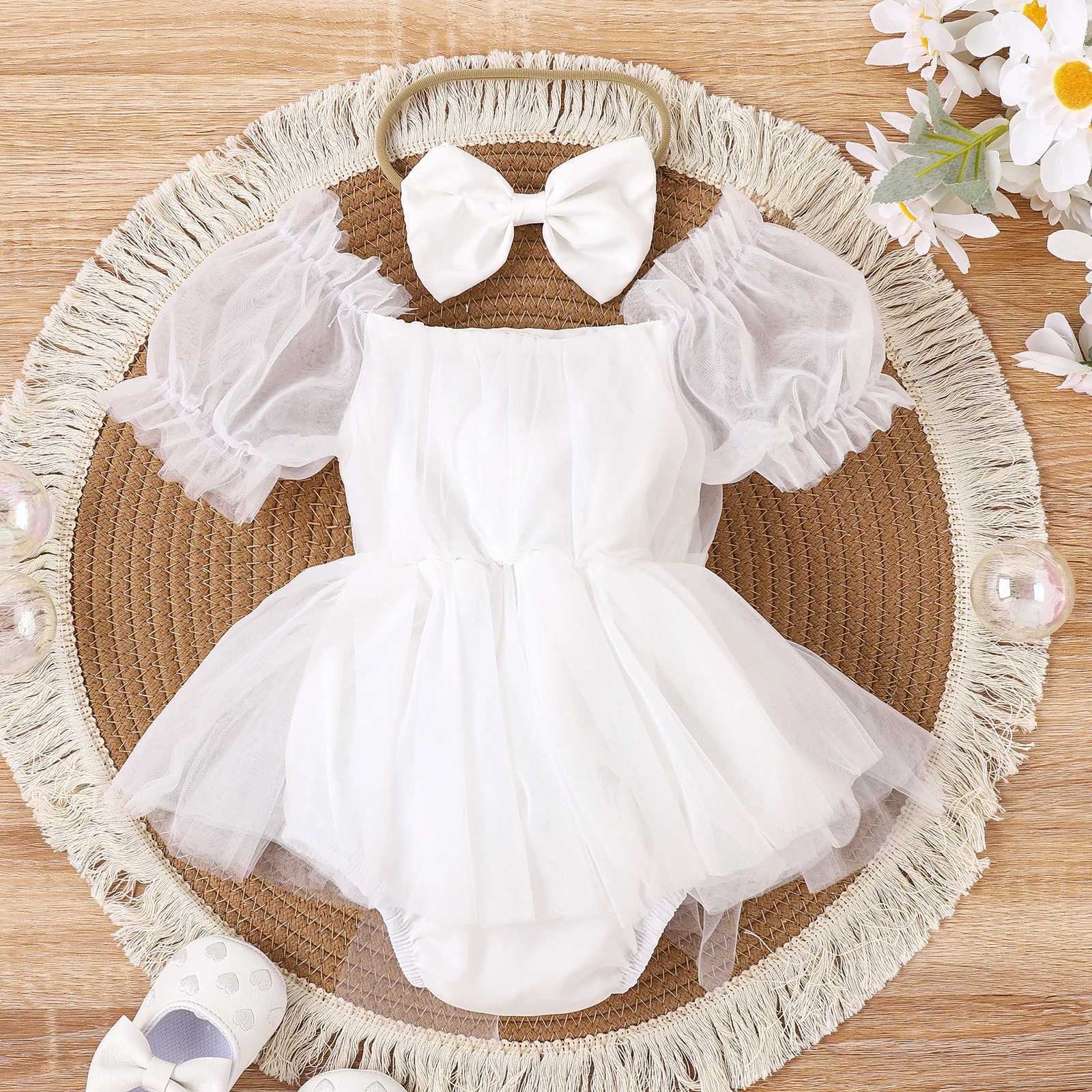 2PCS Summer Baby Girls 0-2 Years Old Baby Soft And Comfortable Net Color Two-Color Gauze Skirt Dress + Hijab X250220