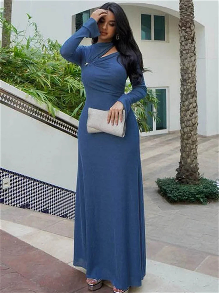 Tossy Off-Shoulder Fashion Elegant Maxi Dress For Women Long Sleeve High Waist Patchwork Slim Dress Female Solid Long Dress 240731