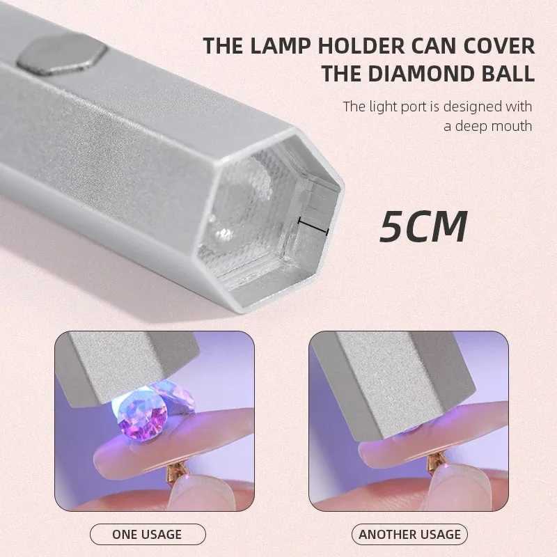 Handheld Nail Lamp Rechargeable Mini Nail Dryer With LED Screen UV LED Nail Lamp Flashlight Pen USB Professional Nail Equipment Y240801