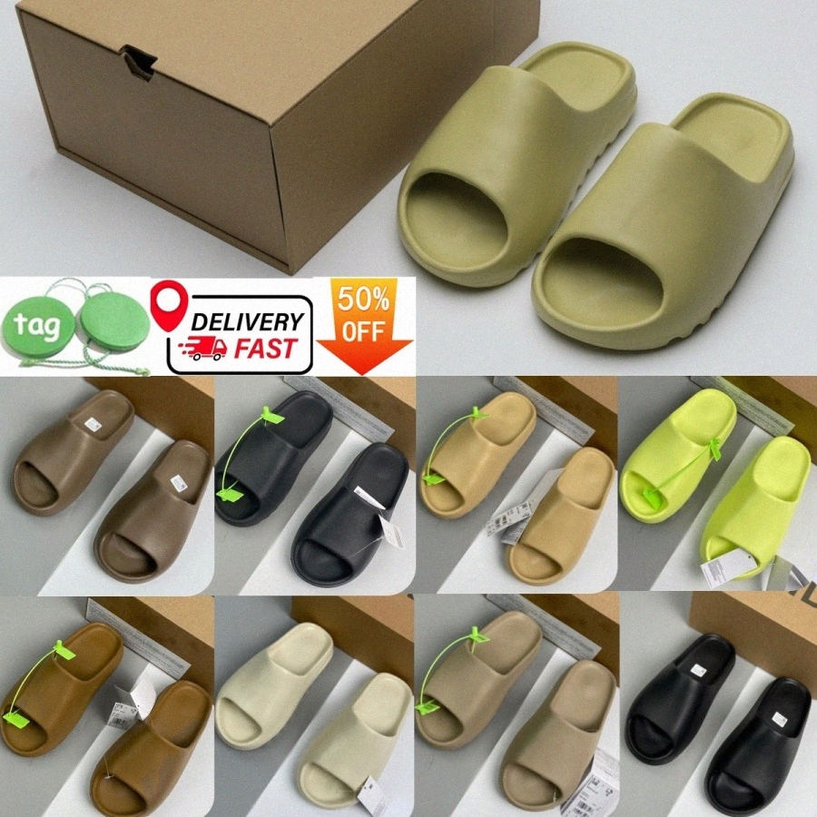 mens slides slider slipper Enflame Orange Azure Glow Green onyx pure ochre bone resin Desert sand designer men women sandals summer slZn92#