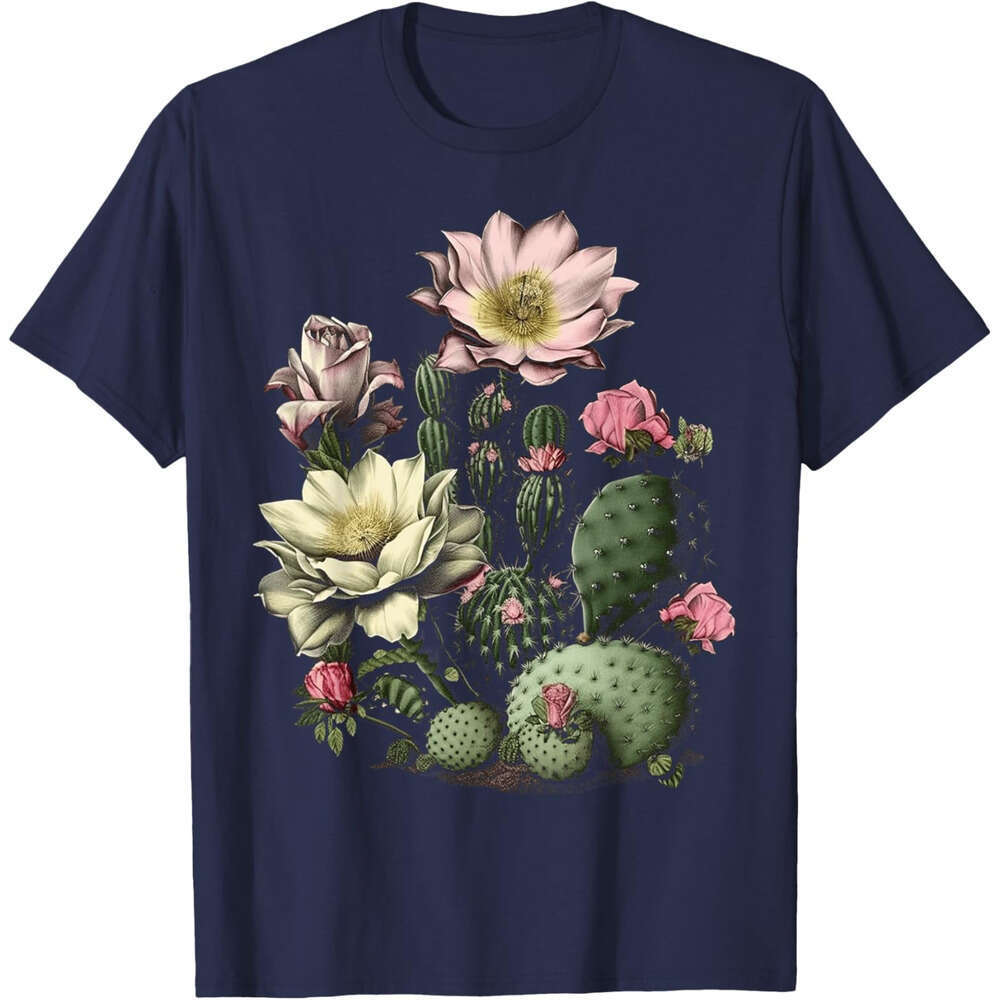 T shirt Mens Cactus Succulent Plant Retro Cacti Botany Botanical Graphic T-Shirt shirts tshirt graphic tee Casual tops summer clothes Short sleeve Fre