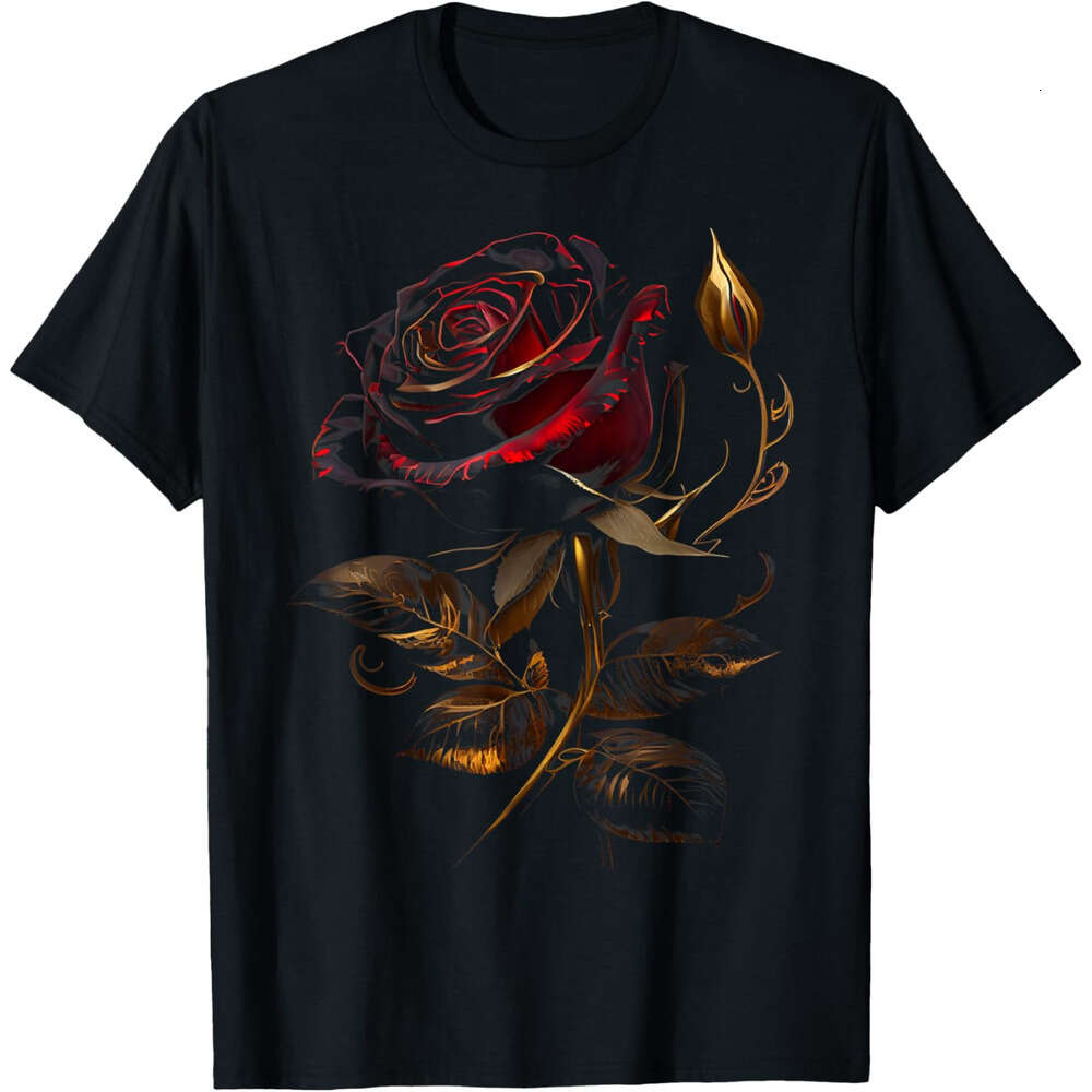 T shirt Mens Deep Red Rose Black And Gold Graphic Tees for Men Women T-Shirt shirts tshirt graphic tee Casual tops summer clothes Short sleeve Free sh