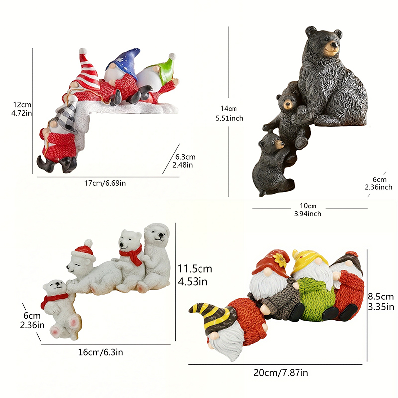 Christmas Resin Ornament Polar Bear Statue Indoor Crafts Decoration Resin Crafts Garden Yard Decorations