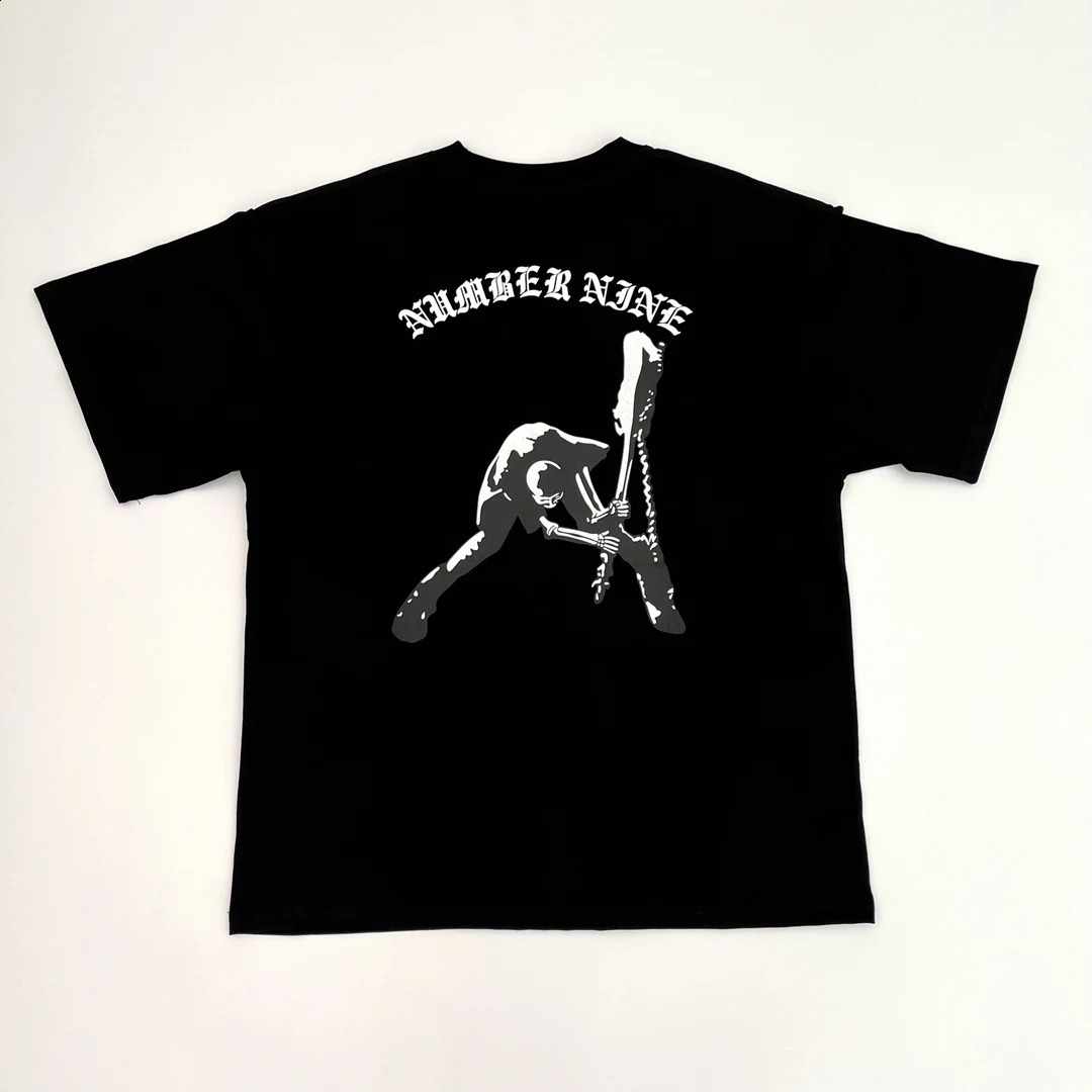 Men Number Nine Skull Head guitar T Shirts T-Shirt Hip Hop Skateboard Street Cotton T-Shirts Tee Top US size R037 240801