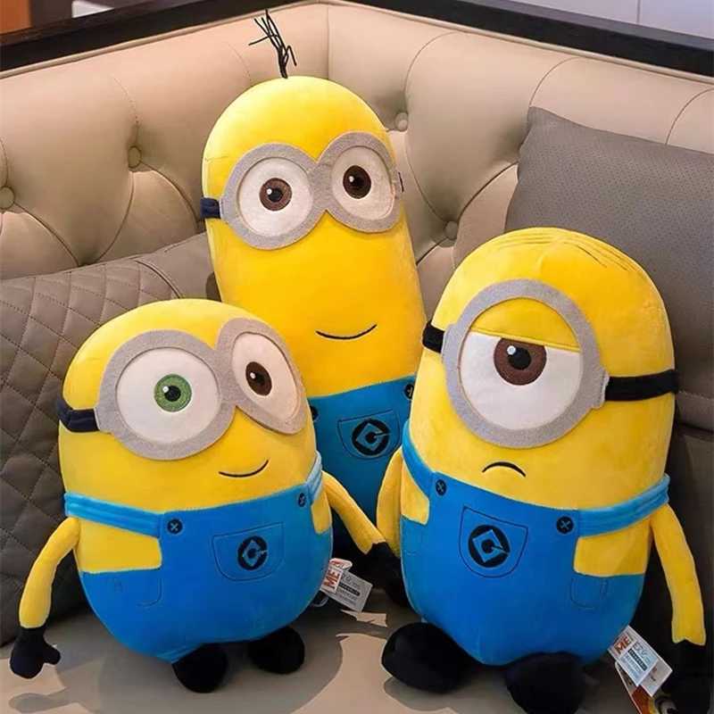 Cute Minions Movie Characters Yellow Plush Toys Bob Stuart In Jeans Soft Dolls Toys Hobbies Christmas Birthday Gift 1pcs Y240801