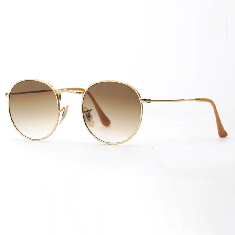 Fashion Round Sunglasses Womens metal frame Sunglass Mens Woman Sun Glasses with Case