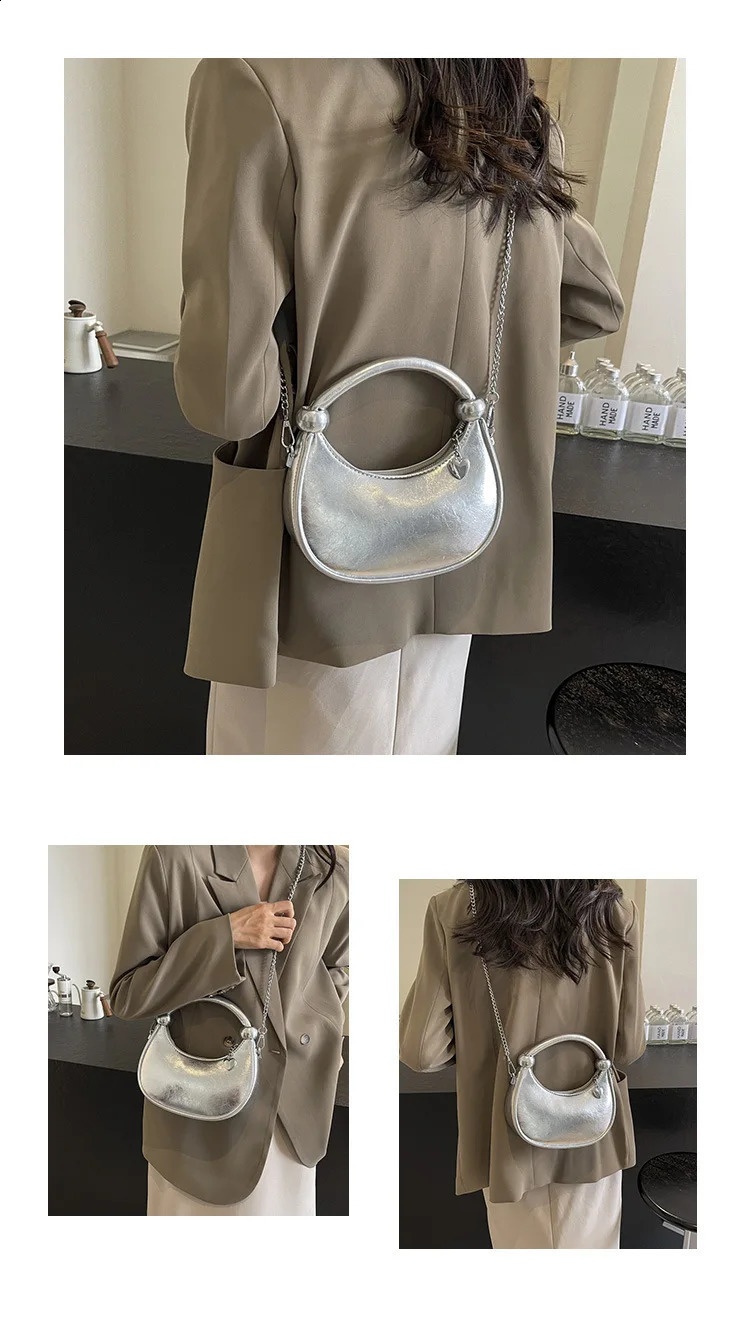 Patent Leather Evening Hobos Shoudler Crossbody Bag for Women Tote Handbag and Purses Trendy Lady Clutches Bag 240801