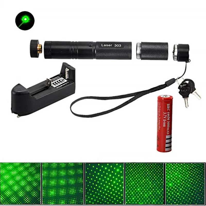 Tactical 303 Green Laser Pen Hunting Sight Laser With 18650 Battery Charger For Travel Outdoor Camping Hiking Torch Flashlight B240801