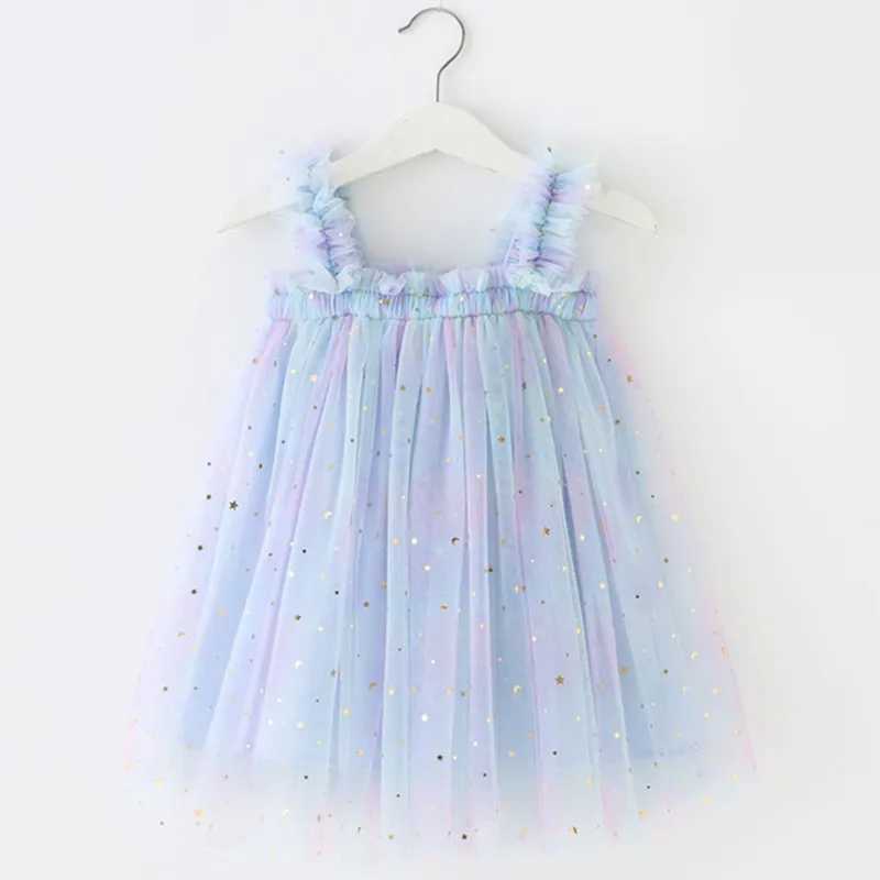 Toddler Girl Princess Dress Baby Rainbow Tulle Costume Kids Summer Sleeveless Strap Dresses Newborn Birthday ParTY Cloth X2502201