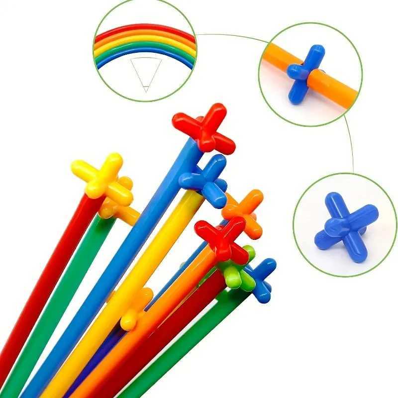 Creative Straw STEM Building Toys 100Pcs Interlocking Plastic Thin Tube Building Blocks Educational Toys for Children Boys Girls Y240731