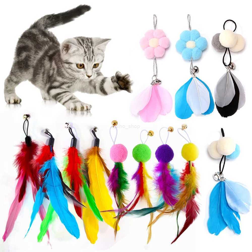 10pcs Cat Wand Toy Refills Cat Feather Toys Accessories for Cat Fishing Pole Assorted Teaser Refills with Bell for Indoor KittenXJ240801