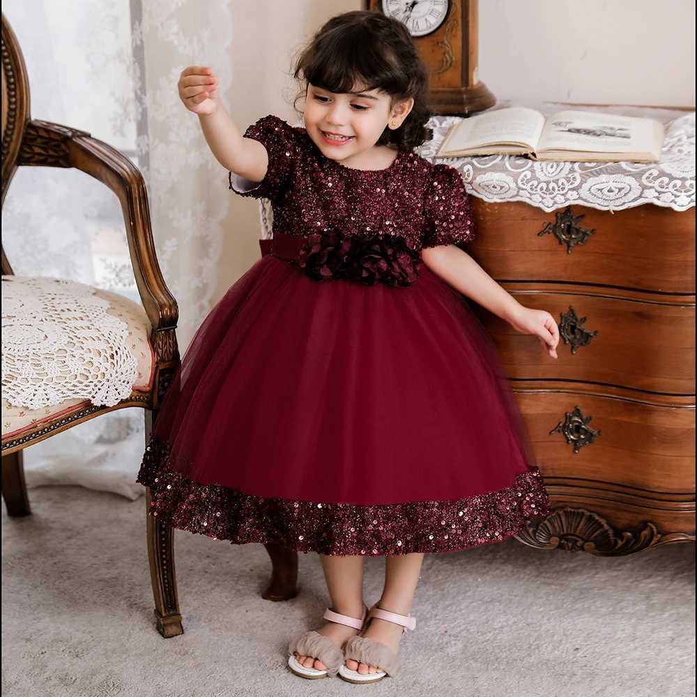 Baby sequin bow baptismal dress for girls celebrating their first birthday party dress white dress for babies and toddlers Vestido X250203