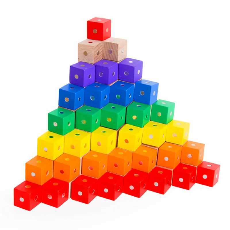10pcs 2X2CM Magnetic Cubes Colorful Wooden Building Blocks Game Wood Toy Baby Geometric Shape Color Learning Toys For Children Y240731