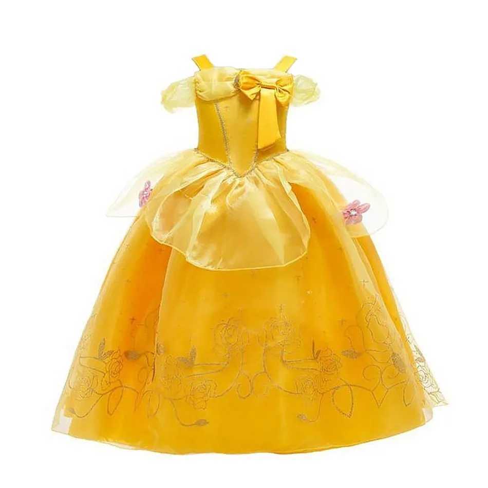 Girls Carnival Cosplay Costume Children Princess Dress Kids Anna Elsa Jasmine Aurora Ariel Dress Girl Halloween Christmas Party Y240731