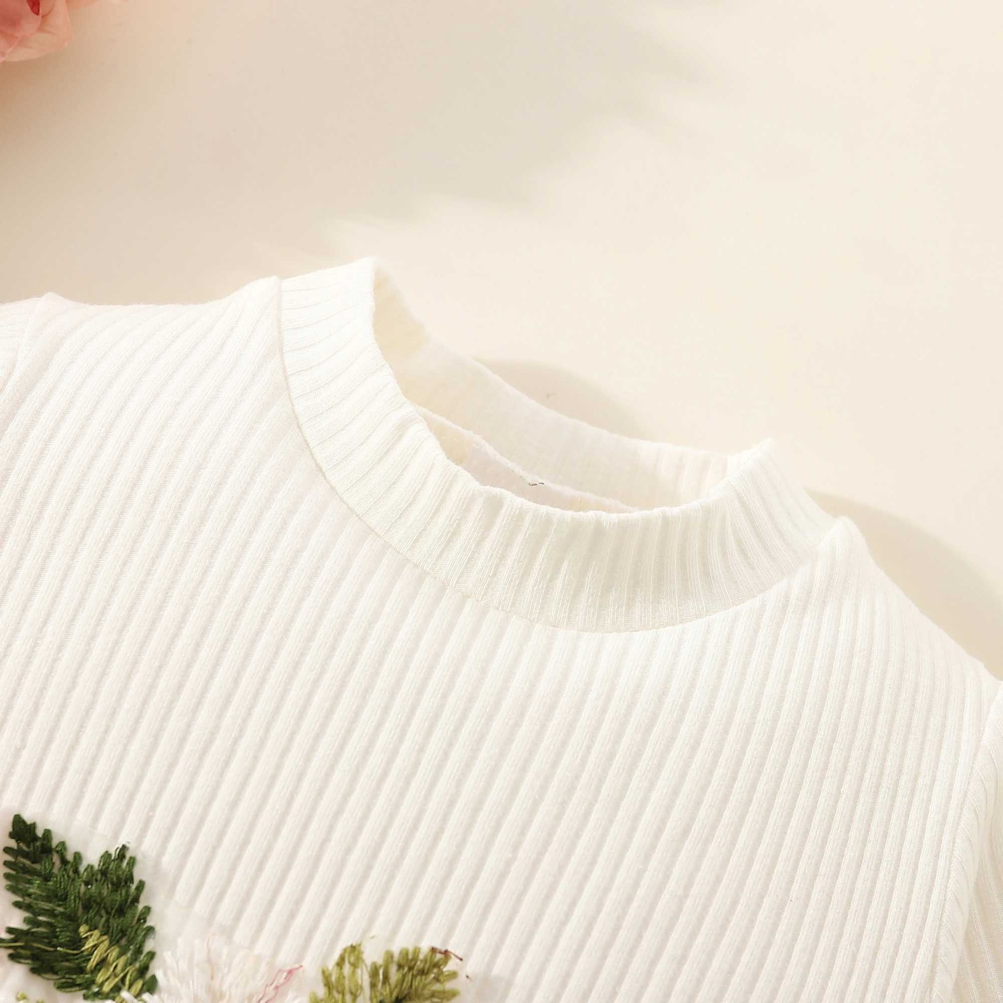 Infant Baby Girls Long Sleeves Round Neck Flower Embroidery Tulle Splicing Dress Toddler Clothes X250220