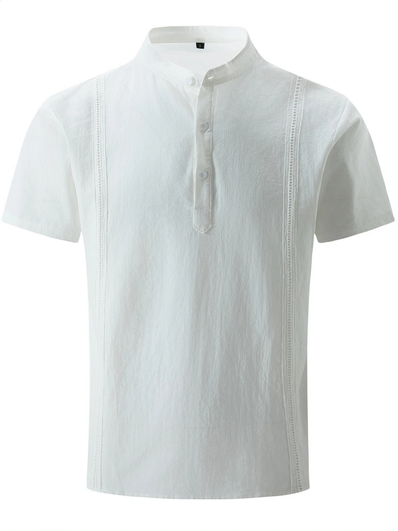 2024 mens polo shirt short sleeved Henry collar solid Cuban Guayabela cotton linen 240731