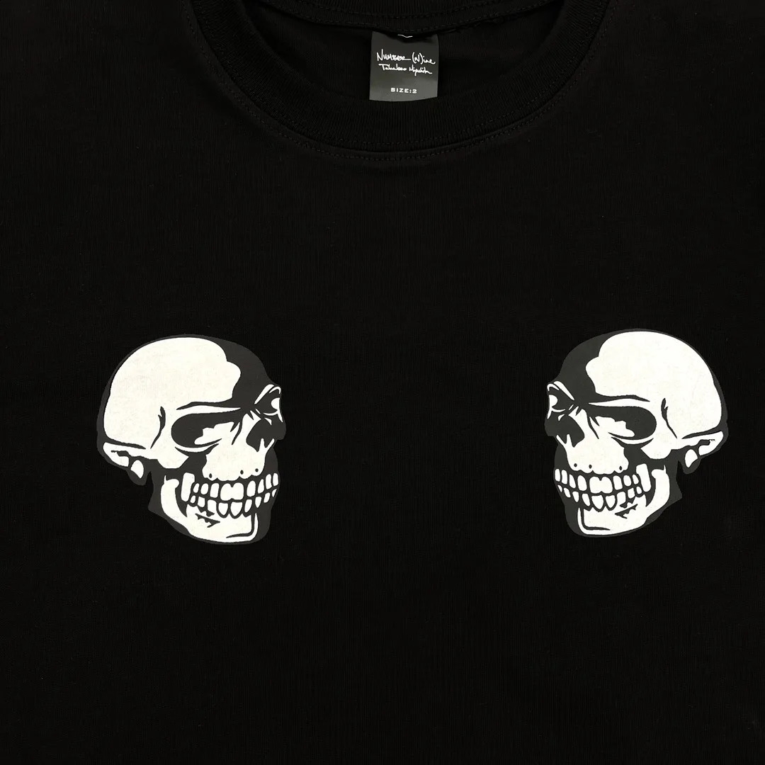 Men Number Nine Skull Head guitar T Shirts T-Shirt Hip Hop Skateboard Street Cotton T-Shirts Tee Top US size R037 240801