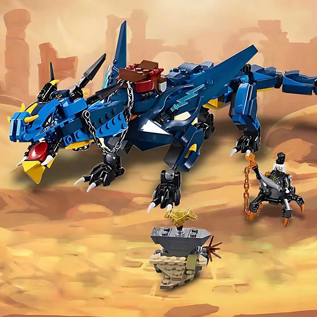 2024 New Movie Jays Blue Mecha Dragon Of Thunder And Storm Blue Building Blocks with Figure Toys Gifts For Adult Kids Y240731