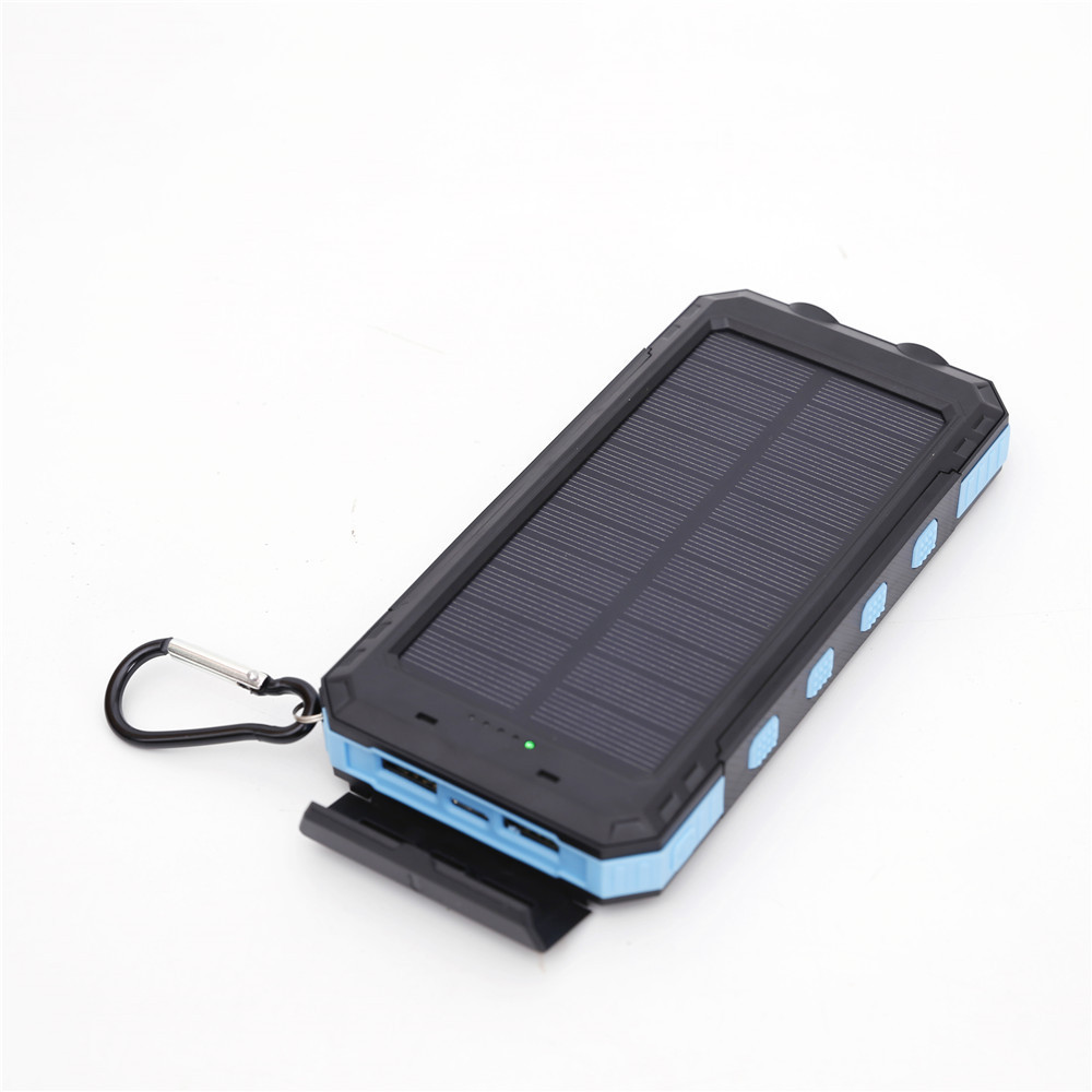 Power Banks 20000mAh solar battery pack outdoor portable charger Powerbank waterproof external battery dual USB charging with LED lights