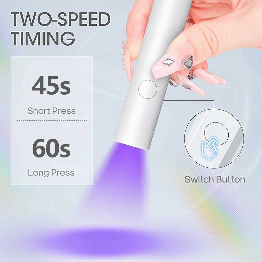 LULAA Portable Nail Dryer UV Led Lamp Rechargeable Quick Drying Varnish Gel Polish Curing Nail Lamp Nail Art Tool Home Salon UseCL2400806