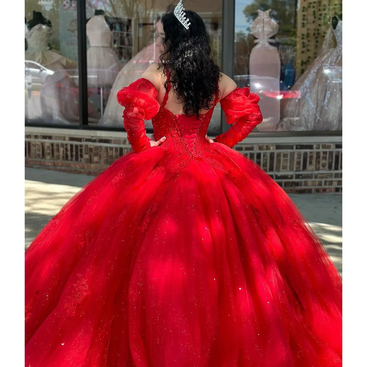 Luxury Red Quinceanera Dress Ball Gowns Beads Sequined Sparkly Birthday Party Gown Sweet 15 16 Dresses Custom Made