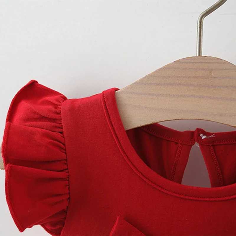 (0-3 Years Old) Summer Baby Girl Bow Flying Sleeves Princess Dress Girl Korean Edition Little Love Birthday Dress X250220