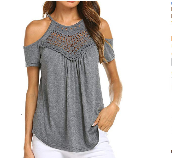2018 Summer New Off Shoulder Lace T-shirt Short Sleeve
