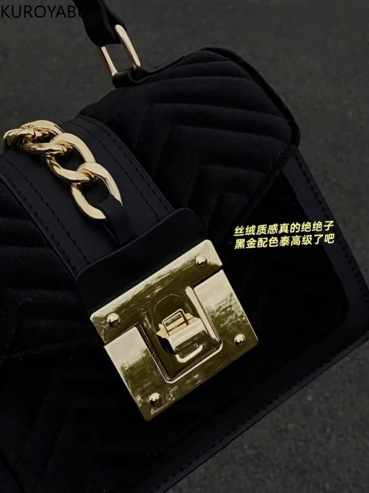 Womens Top Handbag Retro Cross Bag Black Mini Shoulder Fashion Chain 240817