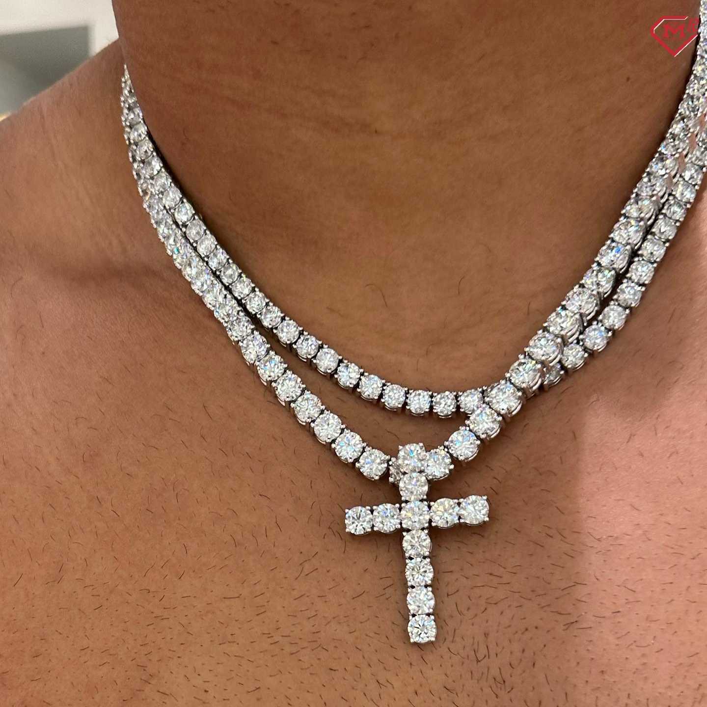 Hiphop Moissanite Pendant Chain Cross Pendant S925 6mm Iced Out Custom VVS Moissanite Diamond Chain Pendant