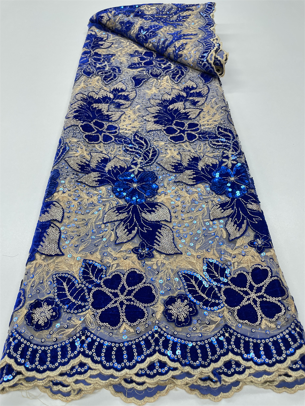 African Sequins Velvet Lace Fabric Nigerian French Mesh Net Lace Fabrics For Sewing 2023 High Quality Wedding Party Dress RC129