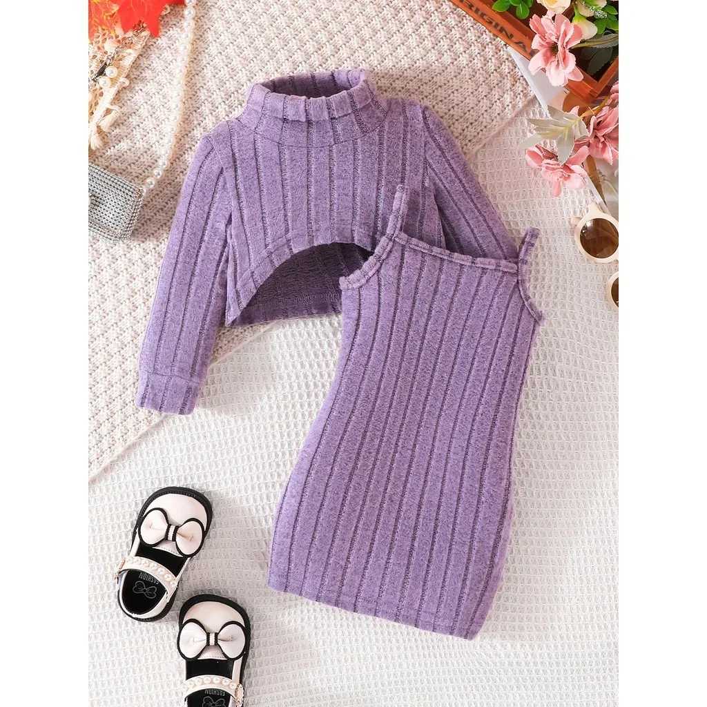 Newborn Baby Girls Clothes Set 6Months-3Years old Long Sleeve Striped Top and Suspenders Skirt Princess Dresses For Kids Girl X250220