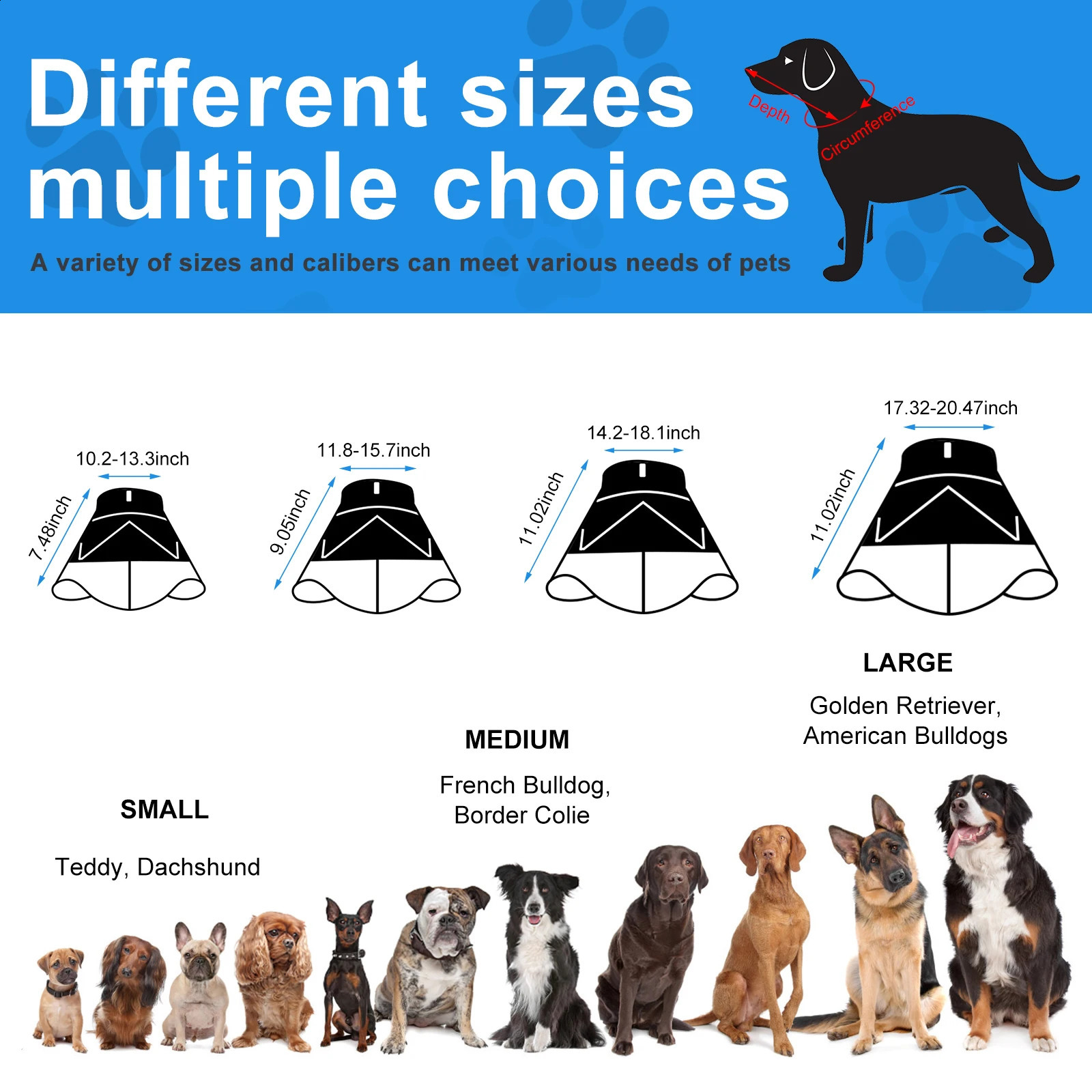 soft adjustable pet cone antibite elizabethan collar dogs comfortable postsurgeryideal for small and large dogs 240801
