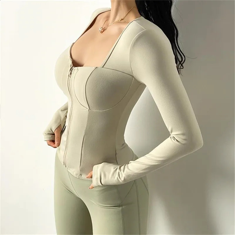Women Inner Pad Yoga Shirt Long Sleeve Bodybuilding Yoga Top Sportswear Dry fit Gym Sport Clothing Sportswear Workout Top 240731