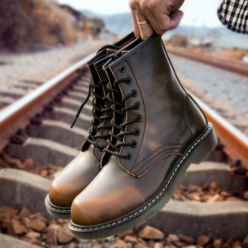 Fashion Men's Boots British Style High Top Casual Sneakers Men Luxury Designer Work Shoes Outdoor Anti slip Motorcycle Boots Mal
