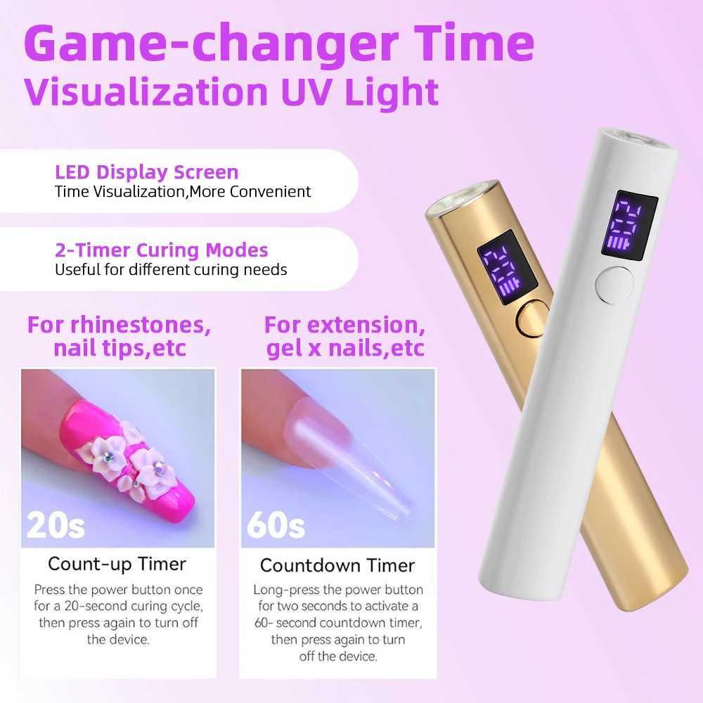 Portable Qulck Dry Nall Dryer Machlne Mlnl UV LED Nall Lamp For Home Salon Tools Professlonal Nall Phototherapy Flashllght PenCL240731