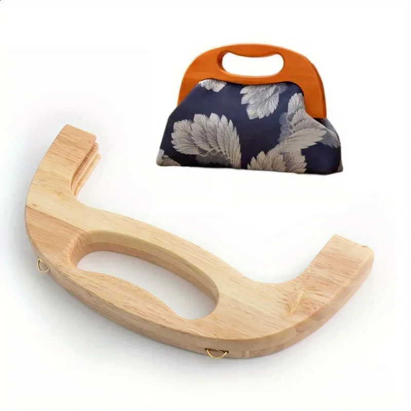 1PC U-shaped handbag frame accessories shoulder bag wooden handle frame DIY handmade crochet bag beach rattan woven bag making 240731