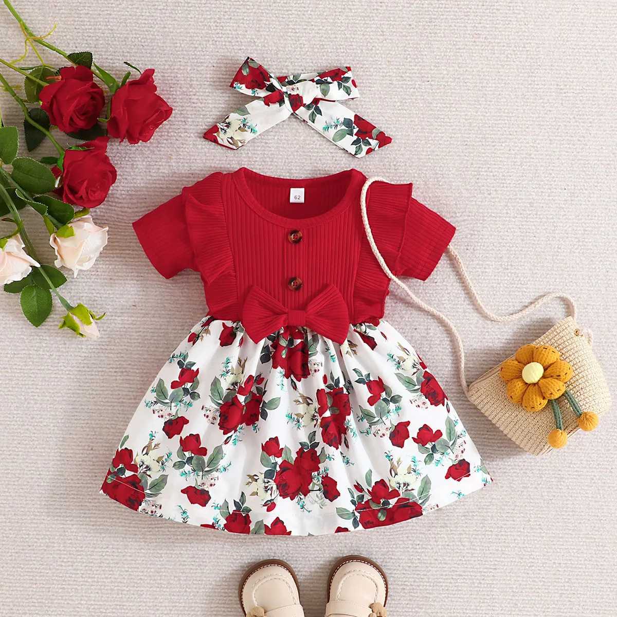 Dress Baby Girl 0-3 Years Old Summer Short Sleeve Fashion Cute Floral Kids Princess Dresses For Newborn Baby Girls X250220