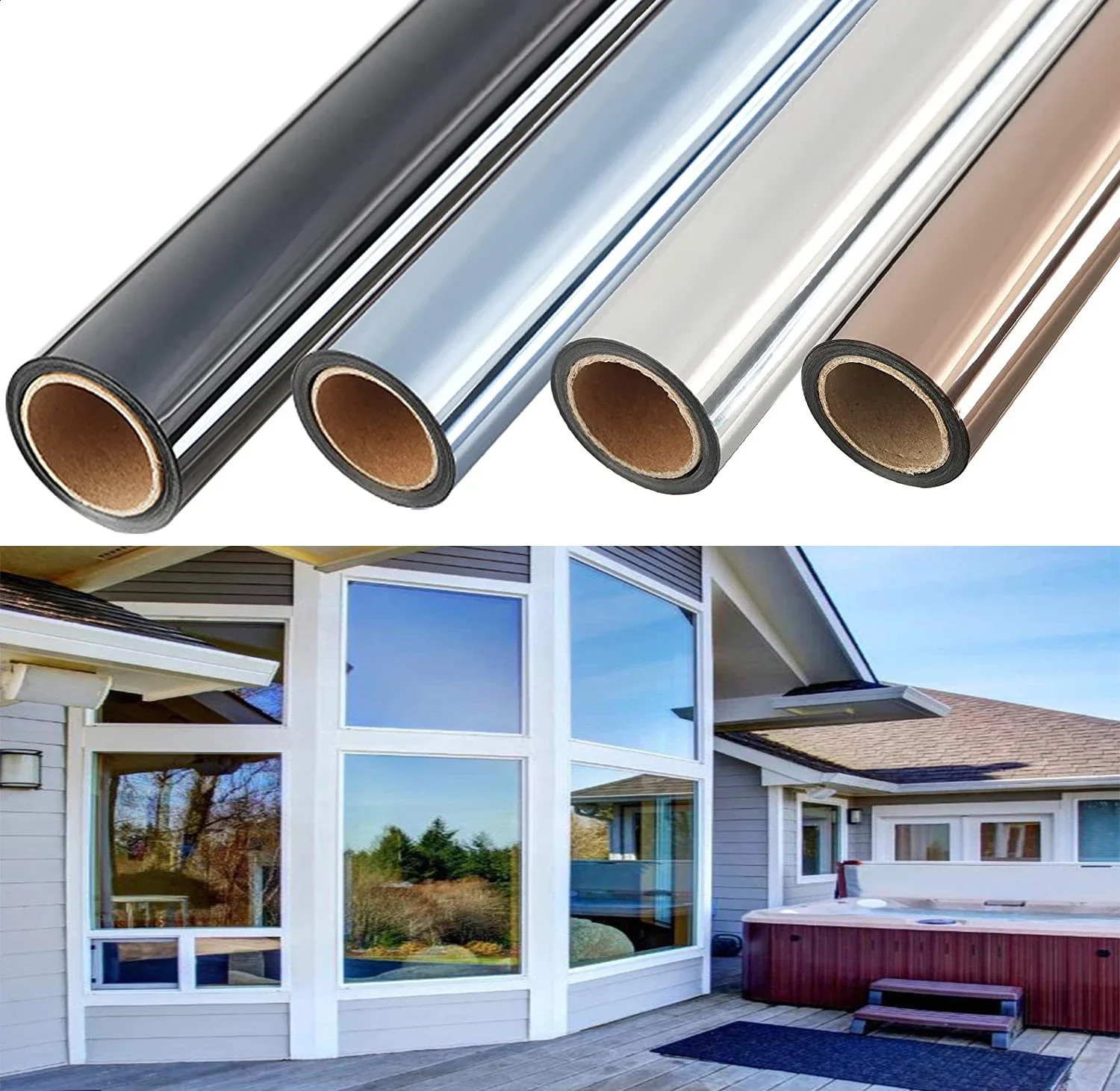 235M One Way Mirror Window Film Vinyl Self-adhesive Reflective Solar Film Privacy Window Tint for Home Silver Glass Sticker 240731