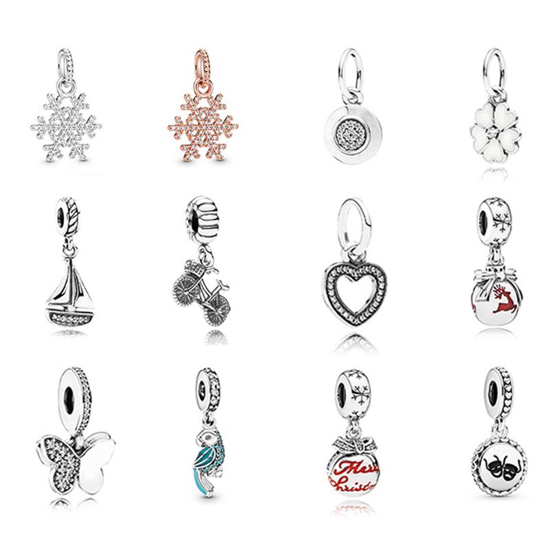 Christmas Snow Pendants For Bangle 925 Sterling Silver Beads Fit S925 Snake Charms Bracelet Women Jewelry Making