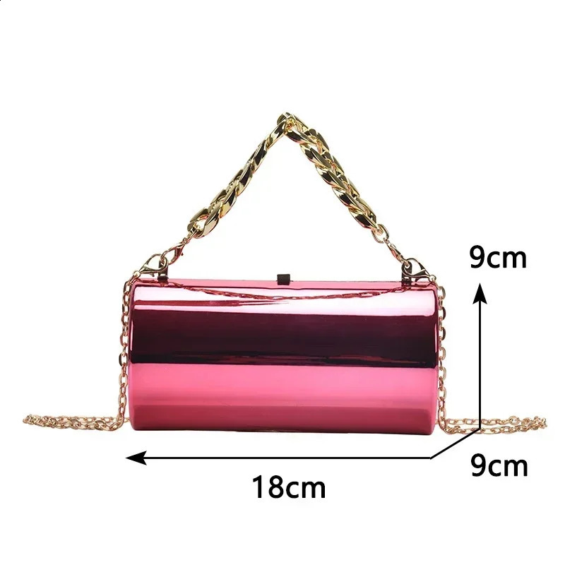 Womens Handbag Bags For Women Party Clutches Fashion Cylinder Mini Evening Purse Crossbody Shoulder Bag Gold Box Clutch 240731