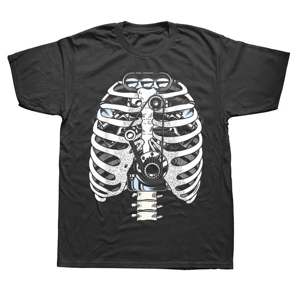 Funny Mechanic Car Engineer Skeleton T Shirts Graphic Cotton Streetwear Short Sleeve Birthday Gifts Summer Style T-shirt MenM240731
