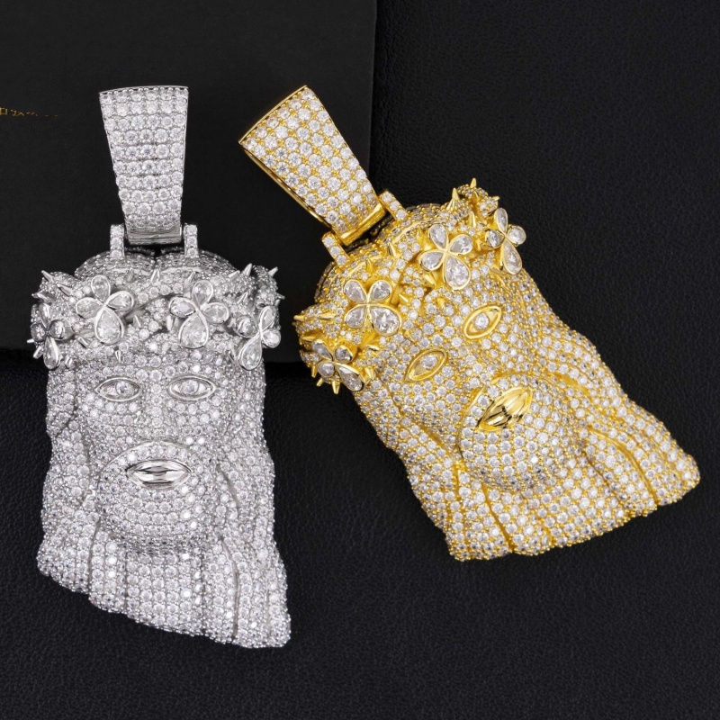Pass Tester Sier VVS Dia Mossinate Fancy Stones Iced Out Big Size Jesus Moissanite Custom Pendant for Men Women Gift