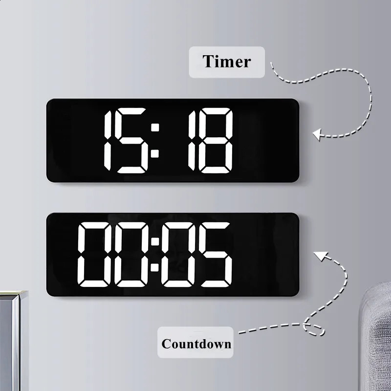 Large Digital Wall Clock Temp Date Week Display Remote Control Power Off Memory Table Clock Wall-mounted Dual Alarms LED Clocks 240822