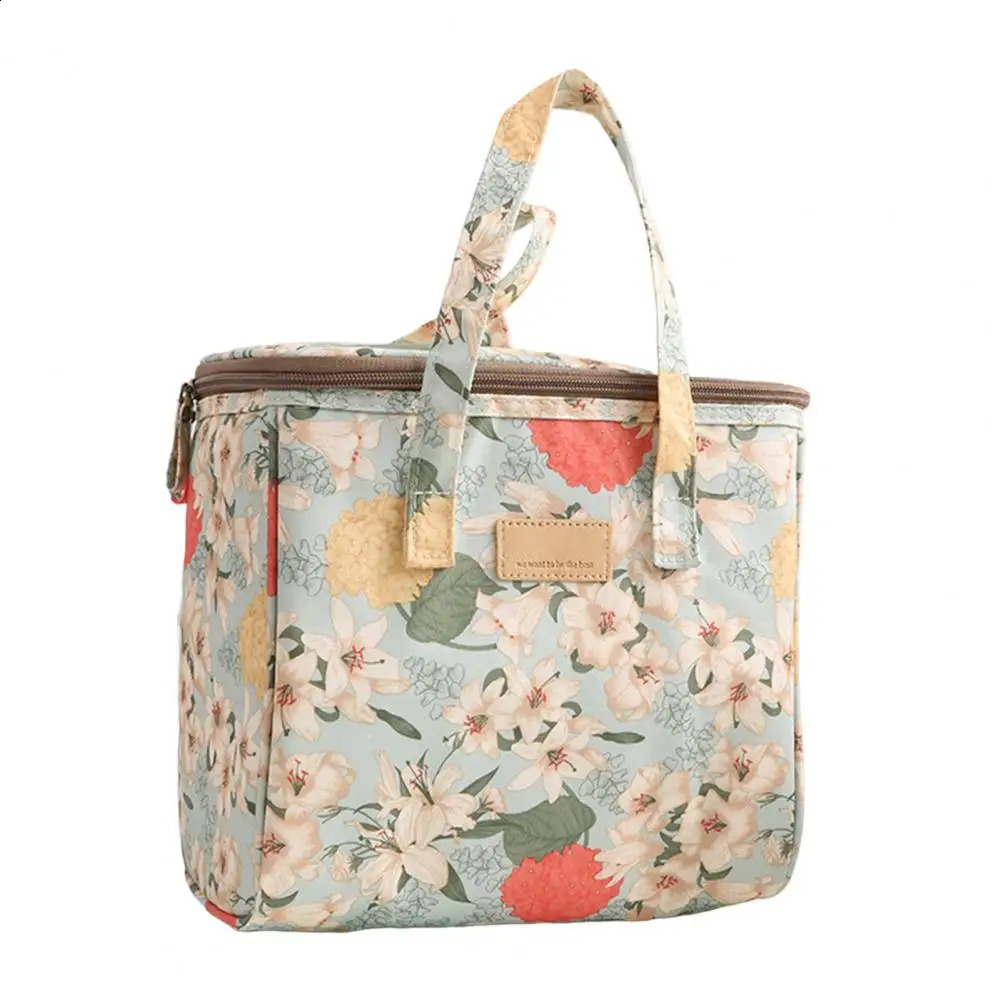 Picnic Lunch Bag Multifunctional Insulated Picnic Bag Reusable Canvas Cooler for Outdoor Travel Hiking Food Thermal Supplies 240819