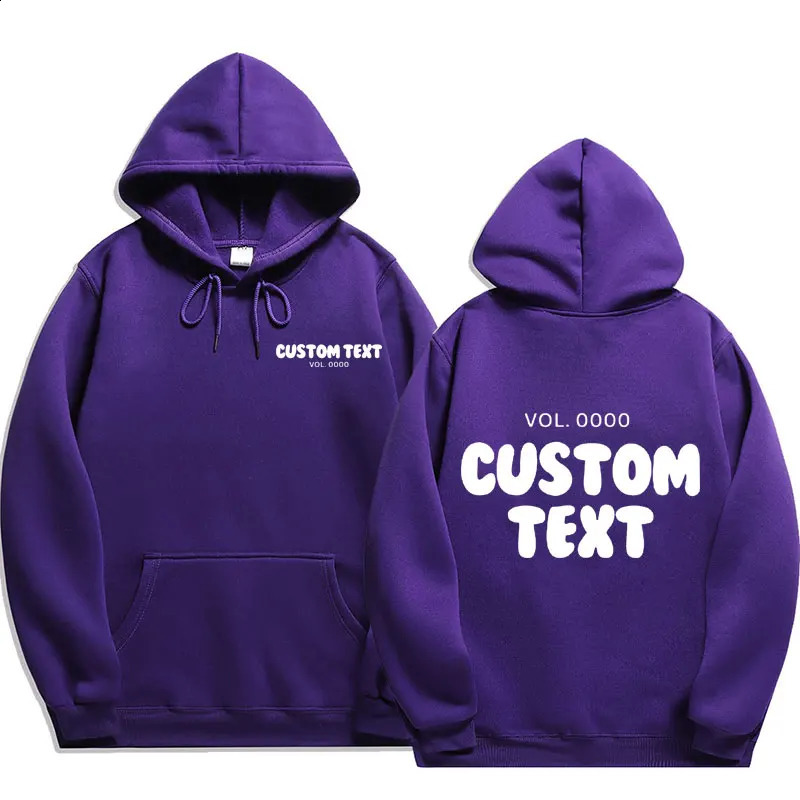 Custom text Hoodies Men Fashion Long Sleeve Sweatshirts men Cool Casual Harajuku Streetwear Pullovers y2k 240801