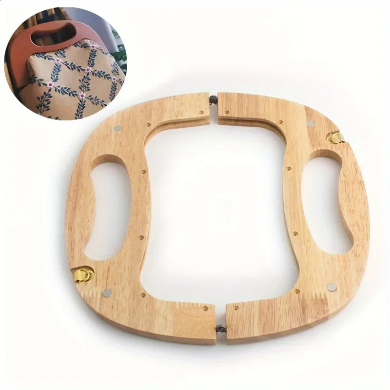 1PC U-shaped handbag frame accessories shoulder bag wooden handle frame DIY handmade crochet bag beach rattan woven bag making 240731