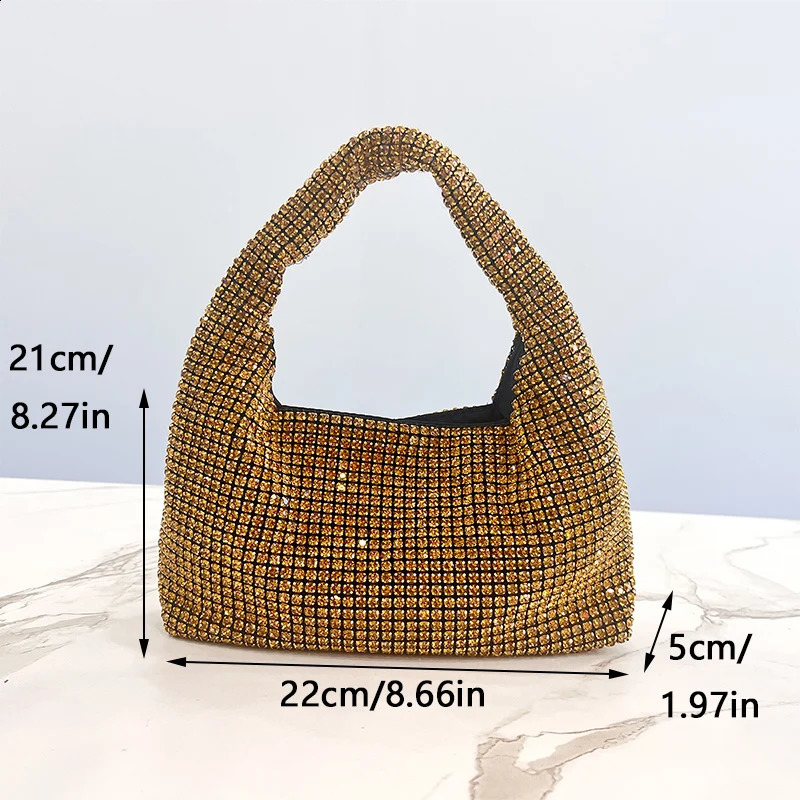 JIOMAY Fashion Silvery Evening Bags Glitter Rhinestone Purses for Women Portable Solid Color Womens Handbags 240731