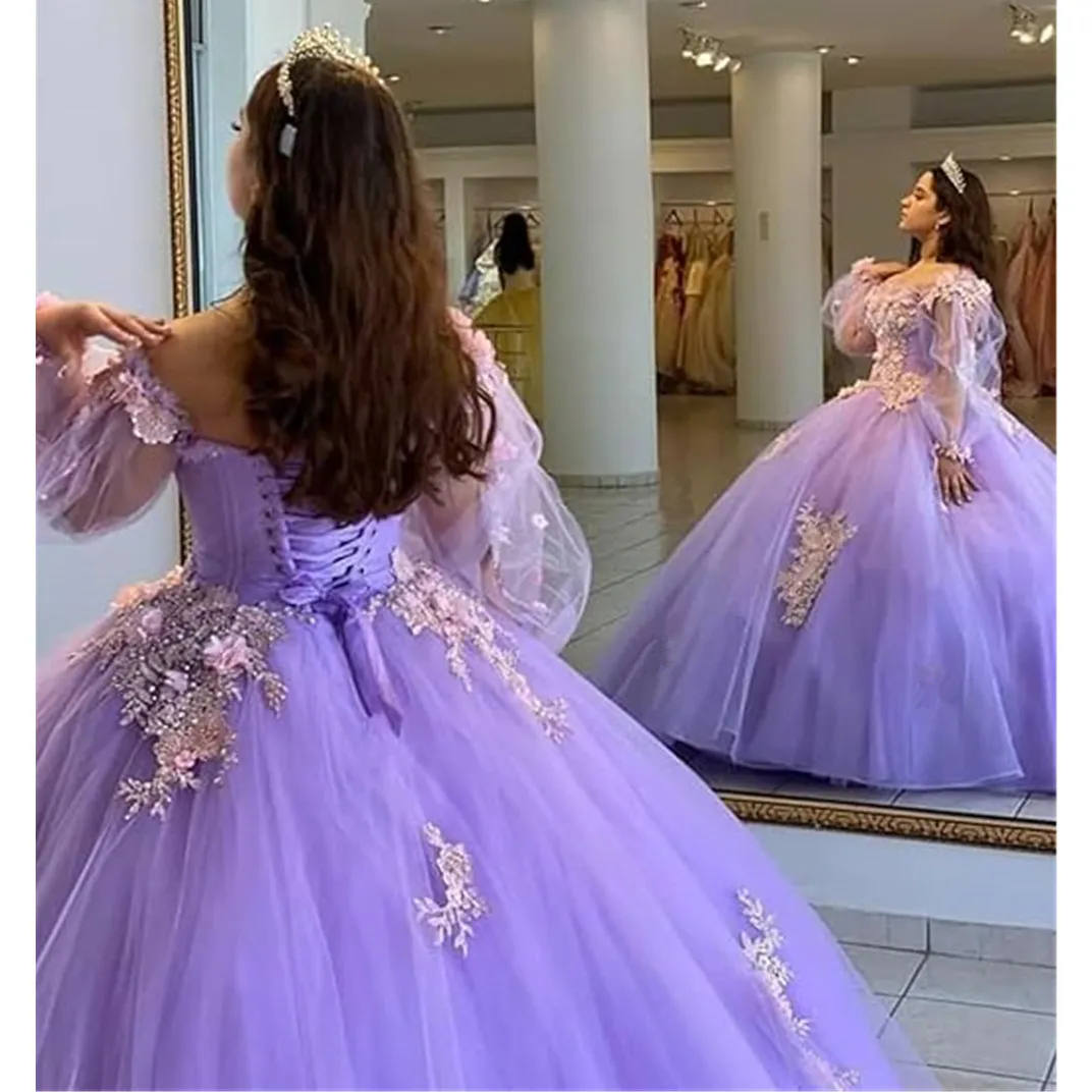 Princess Off The Shoulder Sky Blue Ball Gown Quinceanera Dress Beaded Birthday Vestidos De Novia Appliques Graduation Gown Lace Up Back Sweet 15 16 Pa